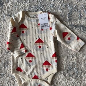 Next Baby Cream and Red Festive Bodysuit